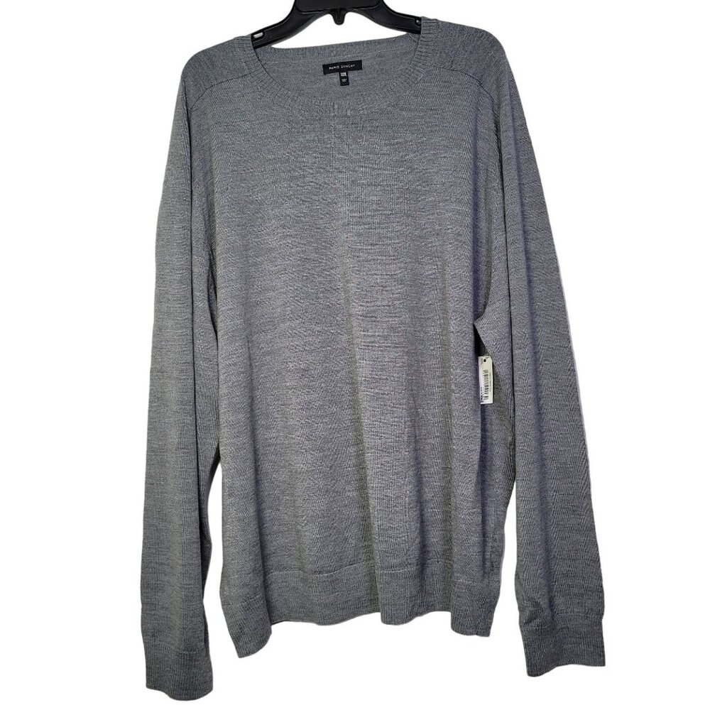 Paris Sunday Men's Heather Gray 100% Wool Crew Neck Pullover Sweater Size XXXL